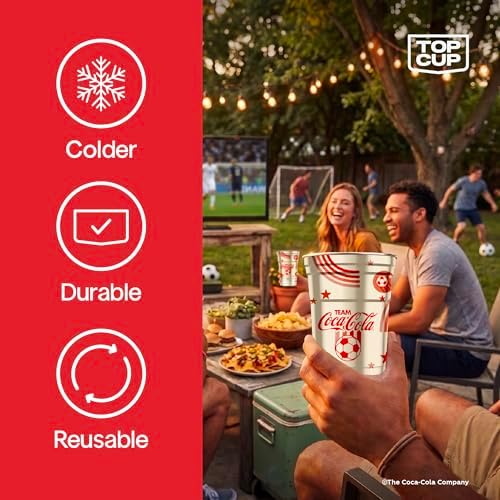 Top Cup Aluminum Party Cups, Coca Cola Soccer, 20oz, 20 Count