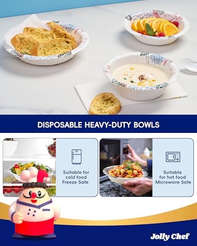 JOLLY CHEF 160 Count Paper Bowls 20 oz with Floral Print