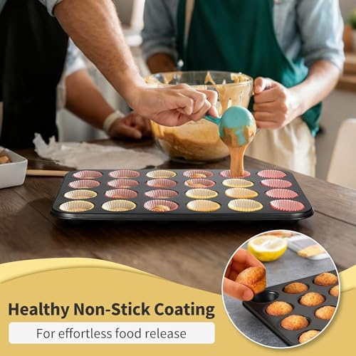 TeamFar Mini Muffin Pan, 24-Cup Non-Stick Cupcake Tray Tin for Baking