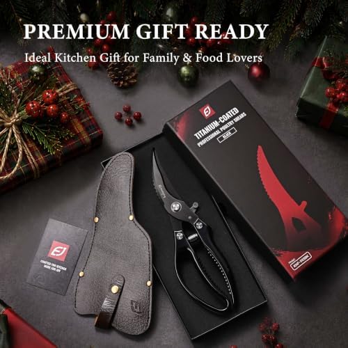 Emojoy All-Metal Kitchen Poultry Shears with Titanium Coated Blades