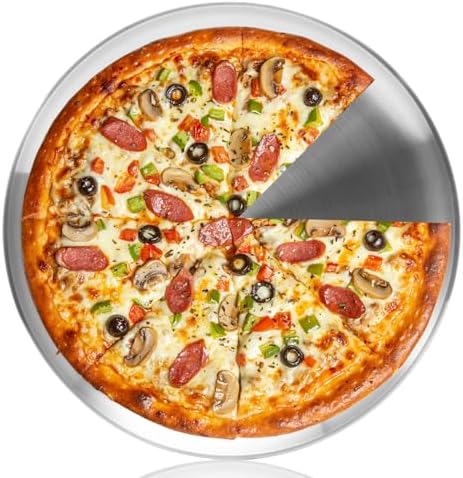 13.5 Inch Pizza Pan for Oven Stainless Steel Baking Sheet Round Plates for Cake Pie and Salad Pizza Steel Tray Oven Dishwasher Safe & Easy Clean(1 Pack)