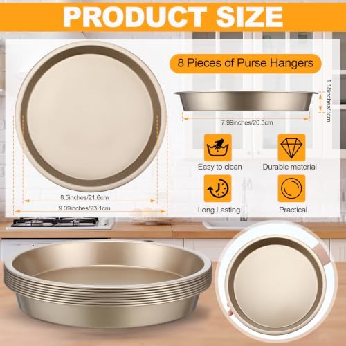 8 Pcs Pie Tins, 9 Inch Round Pans, Golden