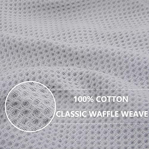 Homaxy 100% Cotton Waffle Weave Kitchen Dish Towels 4-Pack, Light Gray