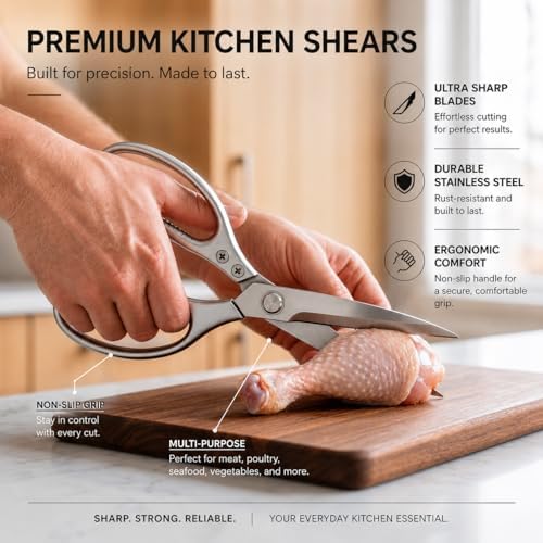 Kitchen Shears Heavy Duty 8.5", Multipurpose Food Scissors for Meat Chicken