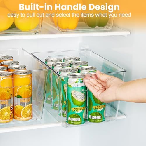 YIHONG 6 Pack Clear Storage Bins, Pantry Organizer Bins with Handle, Large