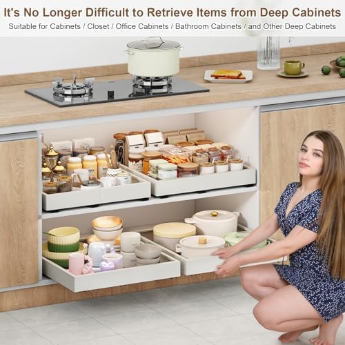 Fokyfok Pull out Cabinet Organizer,11"-16"W,13"-17"D,Expandable,Adhesive