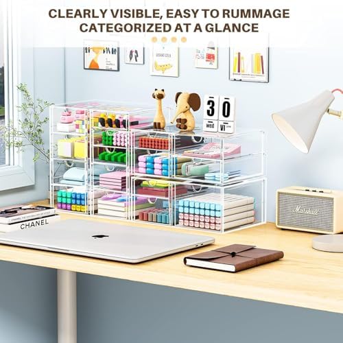 caktraie Acrylic16-Drawer Storage & Makeup Organizer for Desk