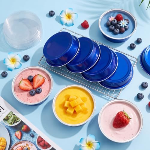 Yinder 120 Pcs Mini Cake Pans with Lids, Mini Pie Tins (Sapphire Blue)
