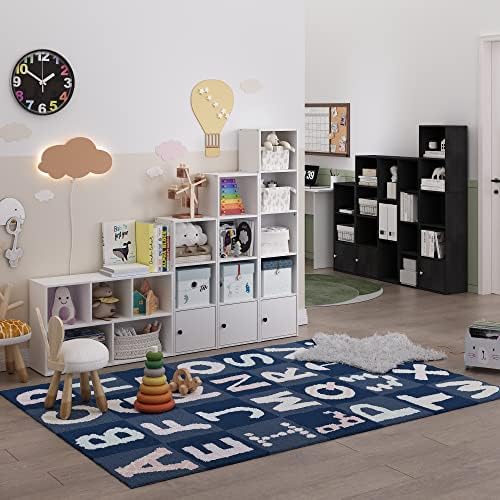 Furinno LUDER Book Shelf, 5-Tier Modern Bookshelf, Bookcase with 1 Door Storage Cabinet, 9.3 x 12 x 52, for Organization and Storage, for Living Room, Bedroom, Home Office, White