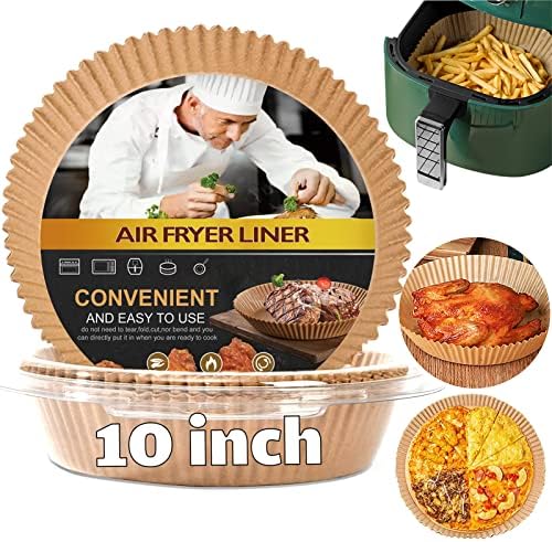 Large Air Fryer Liners Disposable Round, 10 Inch Parchment Liners