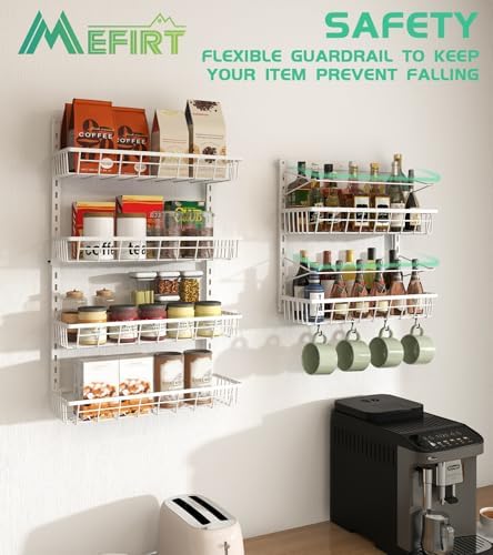 Mefirt Over The Door Pantry Organizer, Wall Mount Spice Rack 6-Tier White