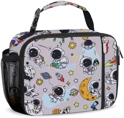 esouler Lunch Box Kids Insulated Lunch Bag for Boys & Girls Durable Children Lunchbox for School with Water Bottle Holder-Astronaut