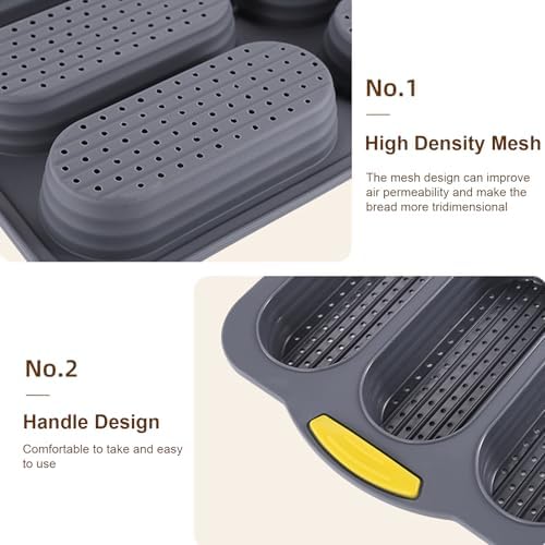 Silicone Bread Loaf Pan, Nonstick Baguette Bread Pan, 6-cavity