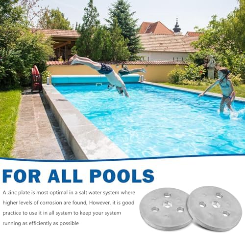 Pool Skimmer Zinc Anode Weight Plate, Anti-Electrolysis Sacrificial Anode, Keep Your Skimmer Basket in Place -for Salt System Swimming Pools Against Corrosion and Electrolysis, with Plastic Ties 2 Pcs