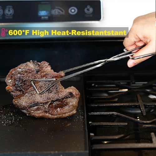 Hiash 11" Heavy Duty Stainless Steel Kitchen Scissor Tongs with Comfortable Ergonomic Grip, Heat Resistant tongs for Cooking & BBQ