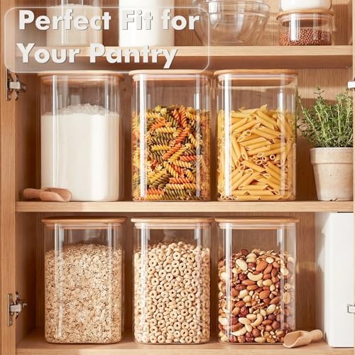 2-Pack 4.6Qt Large Glass Flour Sugar Storage Containers with Lids