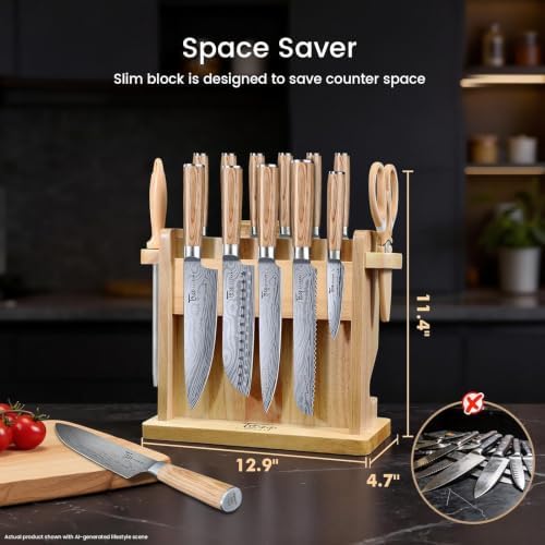 SYOKAMI 2026 Upgrade Japanese Kitchen Knife Set with Torii-Style Block
