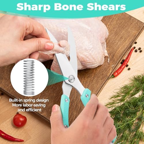 HAUSHOF 10" Poultry Shears, Stainless Steel Kitchen Scissors for Food