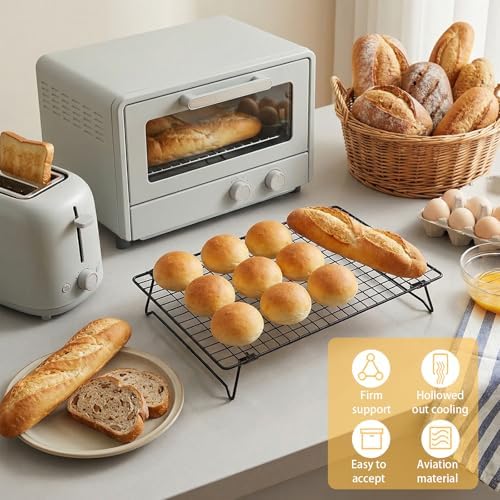 4 Pcs 13.4x9.6inch Cooling Racks for Cooking and Baking Stackable Wire Cooling Rack with Stackable Legs Baking Rack for Cookies Cakes Pizza Roasting Drying
