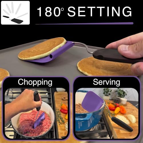 Adjustable Angle Spatula PPSU Material – Flexible Cooking Egg Flipper & Fish Spatula for Pancakes & Indoor Griddles – Swappable Heat-Resistant Thin Heads Spatula - Non-Stick Cookware Safe