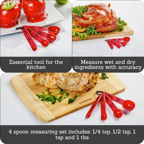 MIRRO 4 Piece Nested Measuring Spoons Set for Kitchen, Red