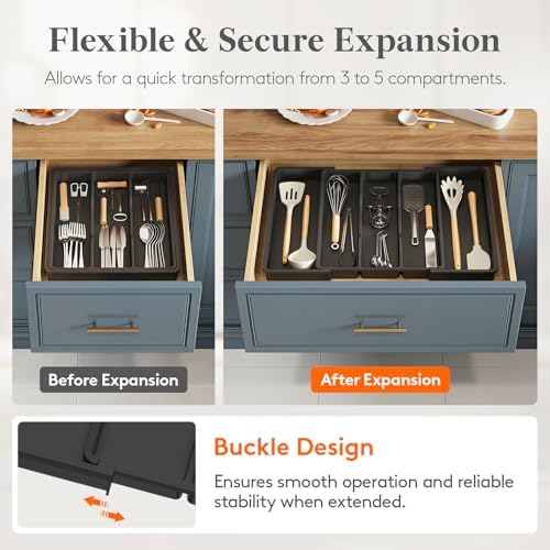 Lifewit Utensil Organizer for Kitchen Drawers, Expandable Utensil Tray