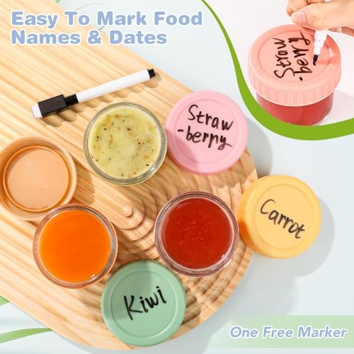 RowinsyDD 20 Pack Baby Food Containers, 4 oz Glass Baby Food Jars with Lids