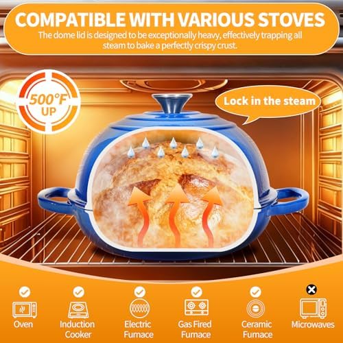 Mini Double Dutch Oven For Sourdough Bread Baking, 5QT Enameled Cast Iron