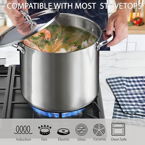 Cooks Standard 12 Quart Large Stainless Steel Stock Pot with Lid