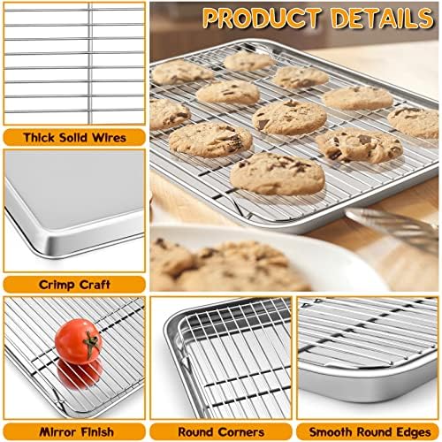 P&P CHEF Stainless Steel Baking Sheet with Rack Set for Cookie, 17.5 Inch