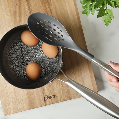 Oster Chadswyck 13.8” Slotted Cooking Spoon, Heat Resistant Silicone Head, Safe for Nonstick Cookware, Dishwasher Safe