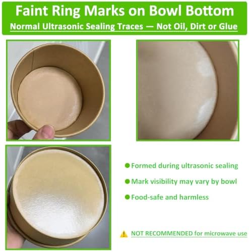 36 oz 50 Sets Large Kraft Paper Bowls with Lids, Paper Salad Bowls