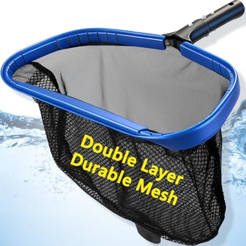 FEED GARDEN Pool Leaf Rake Pool Skimmer Nets for Cleaning with Double-Layer Deep Big Bag,17.5" L x 11" W Heavy Duty Aluminum Frame & Handle Rake(Pole Not Included)