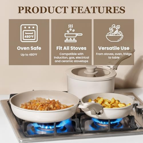 KIKCOIN Nonstick Pots and Pans Set, 20 Pack Cookware Set with Detachable Handle, Induction RV Kitchen Cooking Set with Removable Handle, Frying Pans - Dishwasher/Oven Safe, PFOA Free