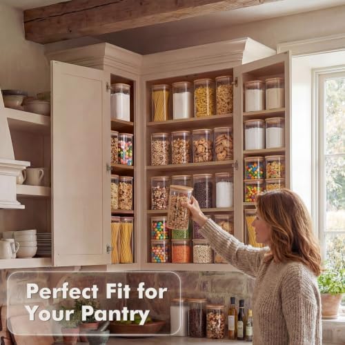 6-Pack 1.2Qt Square Glass Storage Jars with Bamboo Lids