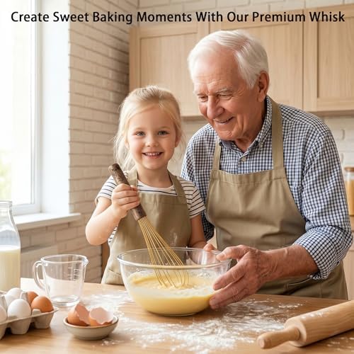 11.8" Whisk – 400 Series Spring Steel with Wood Handle, Durable Hand Mixer for Eggs, Batter, Cream, and Sauces, Kitchen Baking and Cooking Tool