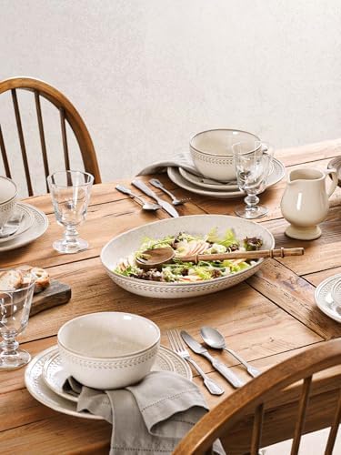 LE TAUCI Serving Platters Set of 2, Ceramic Serving Bowls, Large Oval Serving Dishes for Entertaining, Turkey Plates, Kitchen Bowls for Salad, Fruit, Pasta.Oven Safe, 63/41 oz, 13.5"/11.8"-Birch Wheat