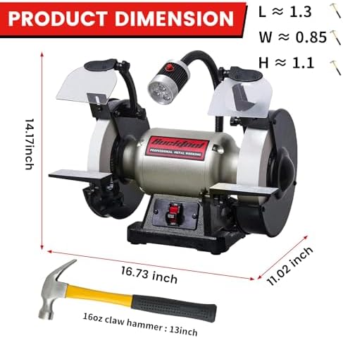 BUCKTOOL 8" 3/4HP Low Speed Bench Grinder fit CBN Wheel,Wobble Free Wheels