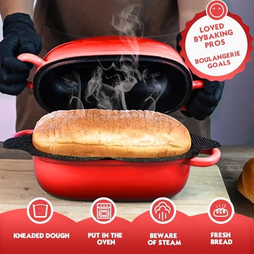 Dutch Oven, 2.5QT Bread Pans with Silicone Liner for Bread Baking