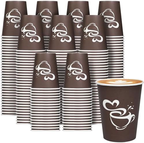 Clawsoff 400 Count 8 oz Paper Coffee Cups Disposable Hot Coffee Cups Brown