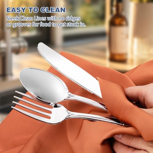 90PCS Silver Plastic Silverware Elegant for Parties Family Dinners