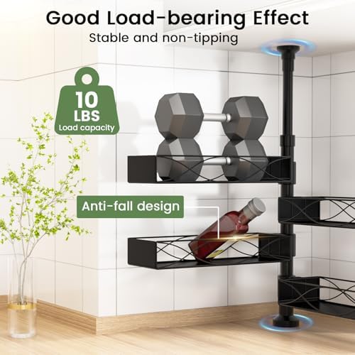 MIXOO Spice Rack Organizer Tension Pole, 4-Tier Adjustable Spice Organizer