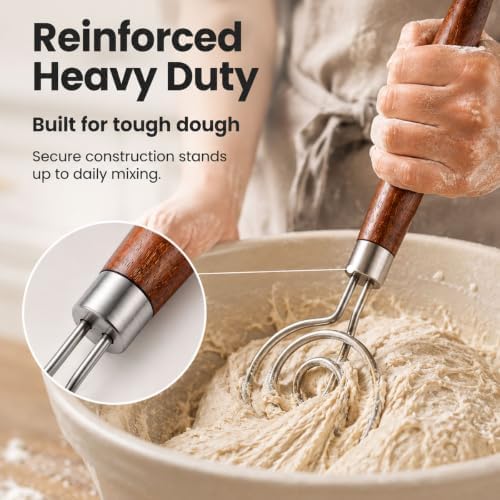 Danish Dough Whisk, 3.5mm 304 Stainless Steel Bread Mixer for Sourdough