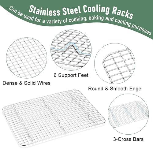 Homikit Large Baking Sheet with Wire Cooling Rack (2 Pans+2 Racks) 20”x14”