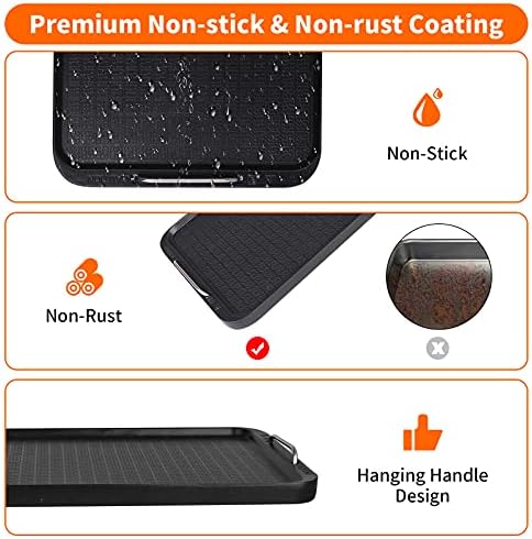 Flat Top Griddle for Stovetop, Non-Stick Griddle Grill Pan, Stove Top Grill,14.96" x 8.66", Works with Power XL,Chefman, Carl Schmidt Sohn, Cusimax, Techwood Smokeless Grill,Aluminum,Dishwasher Safe