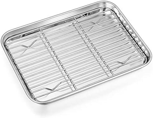 P&P CHEF Stainless Steel Baking Cookie Sheet Pan with Rack Set, 9 Inch