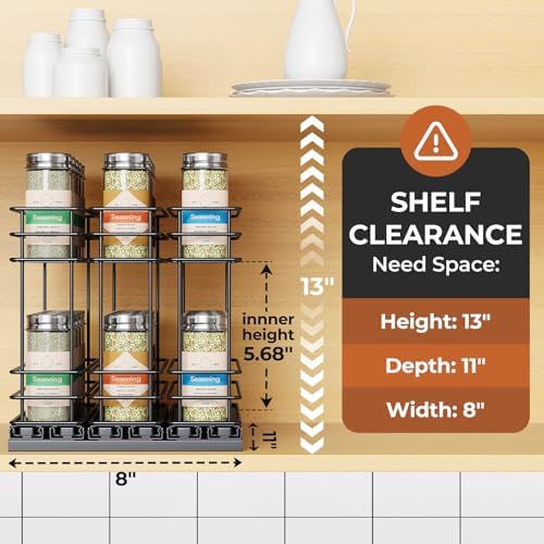 Mystozer Pull Out Spice Rack Organizer for Cabinet, Slide Out Spice Racks