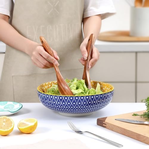 Selamica 60 OZ Ceramic Serving Bowls, Set of 3, Assorted Colors