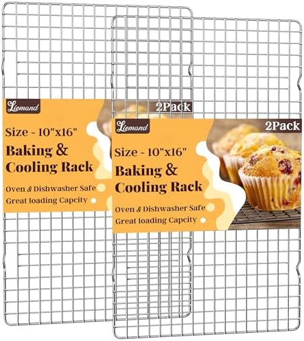 2 PCS Grid Wire Baking Cooling Racks, 10" x 16", Silver