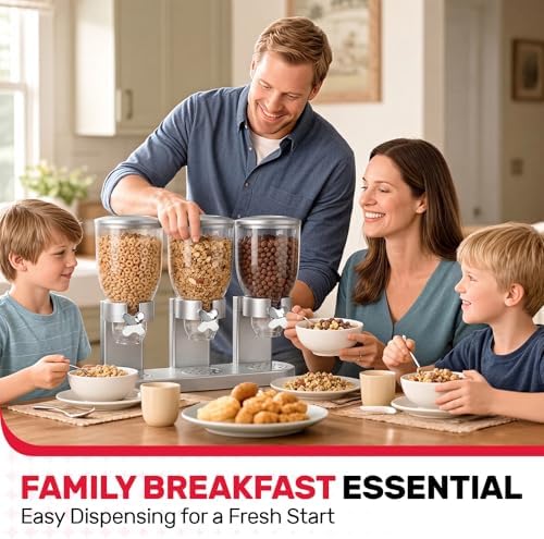 Triple Cereal Dispenser, 3 Pack 2L Large Cereal Containers Storage